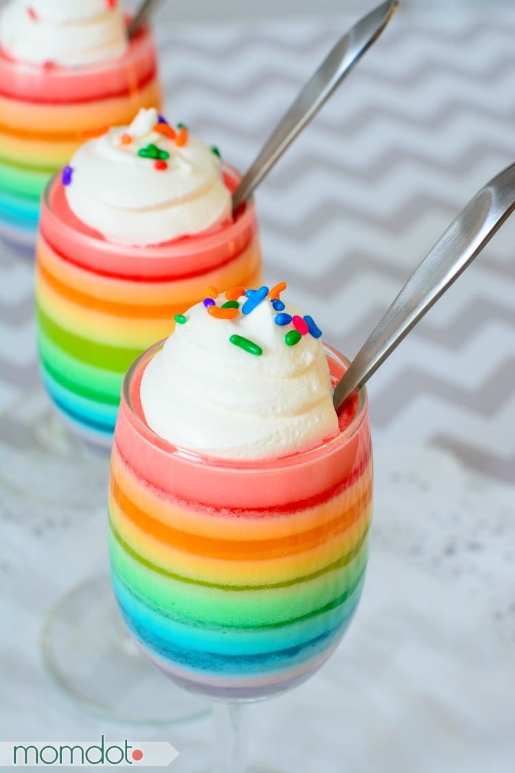 Rainbow Jello Parfait , easy 2 Ingredient recipe as a perfect Birthday or Holiday Dessert alternative that is quite beautiful and delicious