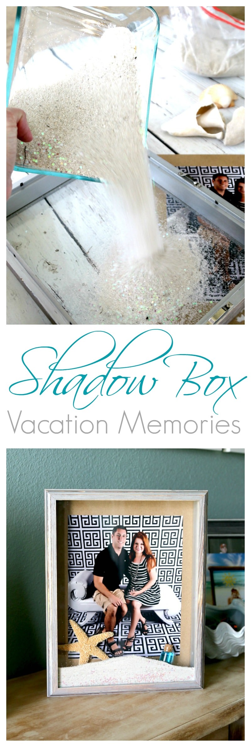 Beach DIY: Create Custom Memory Shadow Boxes with collected shells and sand from your vacation destination, so fun and easy! Gorgeous display for home decor