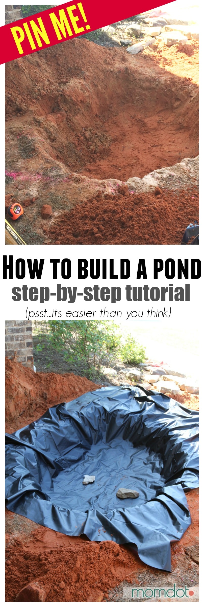 How to Build a Pond and Waterfall - perfect for your Front Yard Garden. Step by Step Pond Tutorial to make it easy, everything to purchase, mistakes to avoid and more!