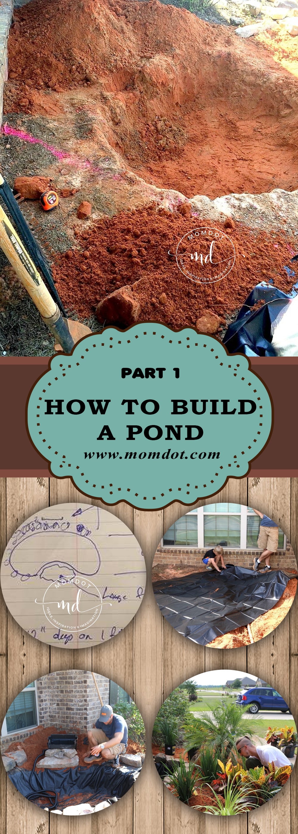 HOW TO Build a Pond & Waterfall Phase 1 (Pretty EASY!) - MomDot