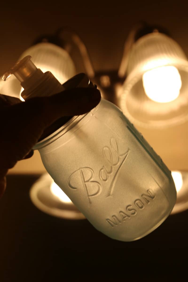 Mason Jar Soap Dispensers DIY tutorial, turn your mason jars into Glow in the Dark soap dispensers so you dont have to skip washing your hands on midnight pee pee breaks (im looking at you, 4 year olds)