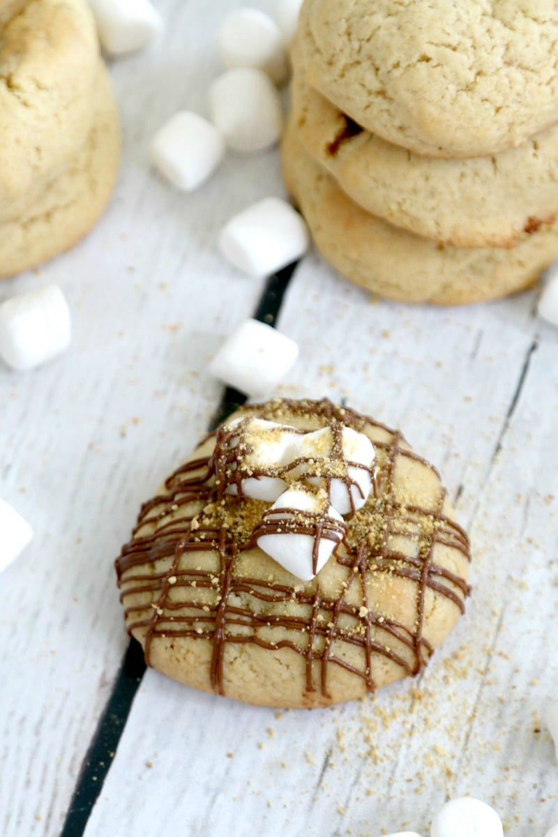 Campfire Cookies with FREE PRINTABLE: Tastes like S'mores but on a cookie, which means you can have it ANYTIME not just outdoor time! Get Recipe and FREE PRINTABLE HERE 