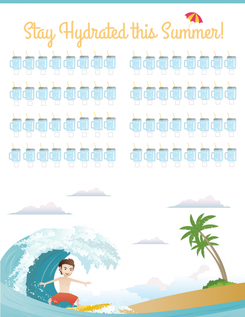 Water Tracker: Free Printable Water Tracker, Get the kids excited to drink water and Beat the summer heat