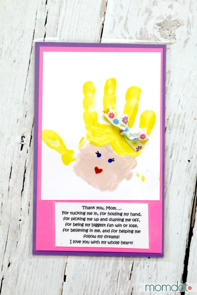 Mothers Day Handprint art, frame and give to mom this mothers day