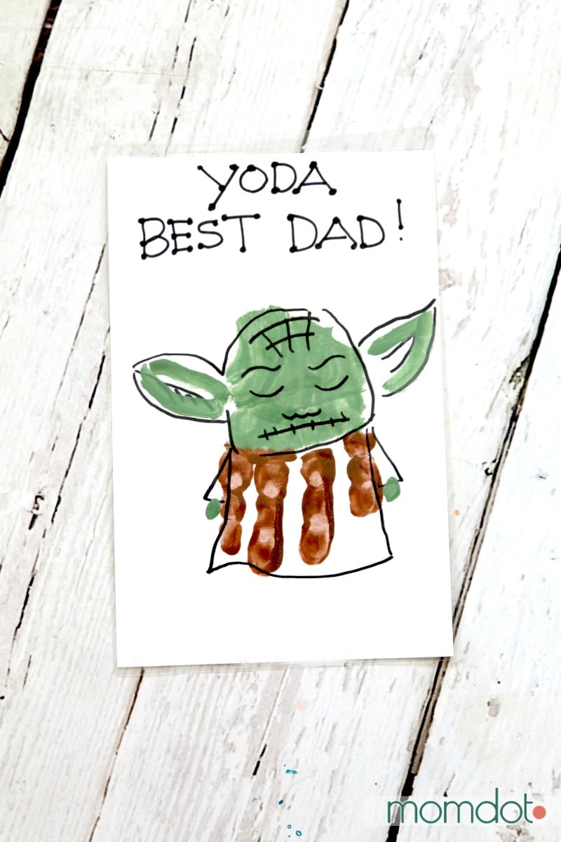 Yoda Man Fathers Day Handprint Gift card 