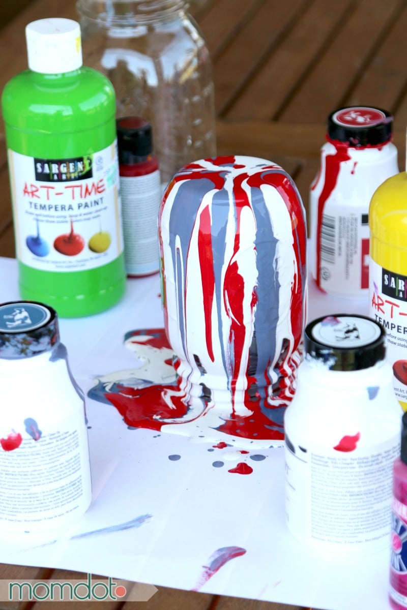 Drip Painting Mason Jars; Learn best paint for drip painting mason jars in this fun and kid friendly (and fun!) mason jar craft DIY