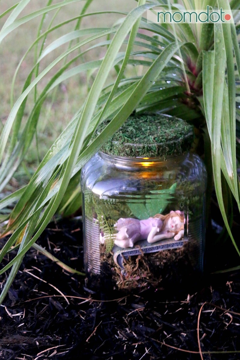 DIY Mason Jar Fairy Garden : adorable Fairy hidden away in a mason jar that can be used as a nightlight, decor, or put in the garden (and safe from rain!) , learn how to adopt a fairy for your garden today