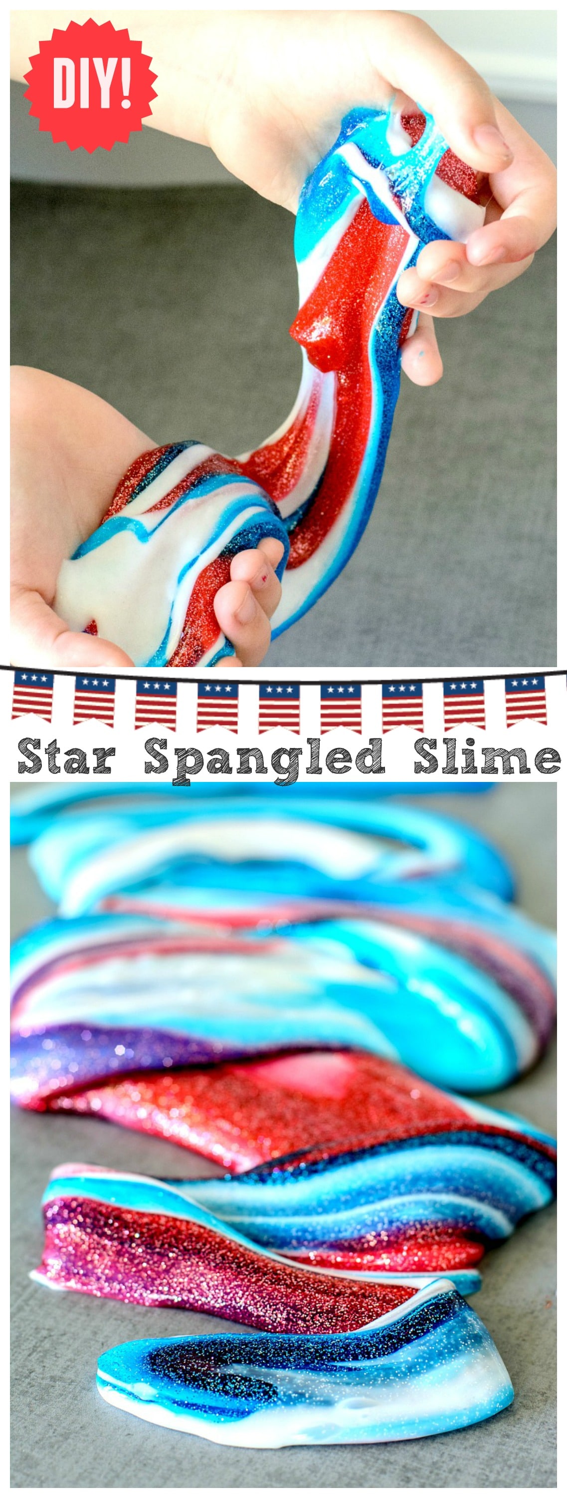 Red, White, and Blue Patriotic Slime Recipe for Kids