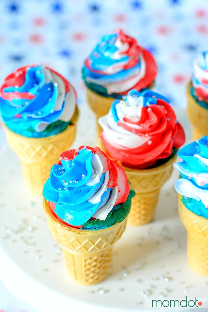 Star Spangled Cupcake Cones; Cupcakes perfect for a Patriotic Party and so easy to look Spectacular! 