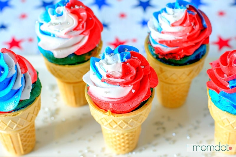 Star Spangled Cupcake Cones; Cupcakes perfect for a Patriotic Party and so easy to look Spectacular! 