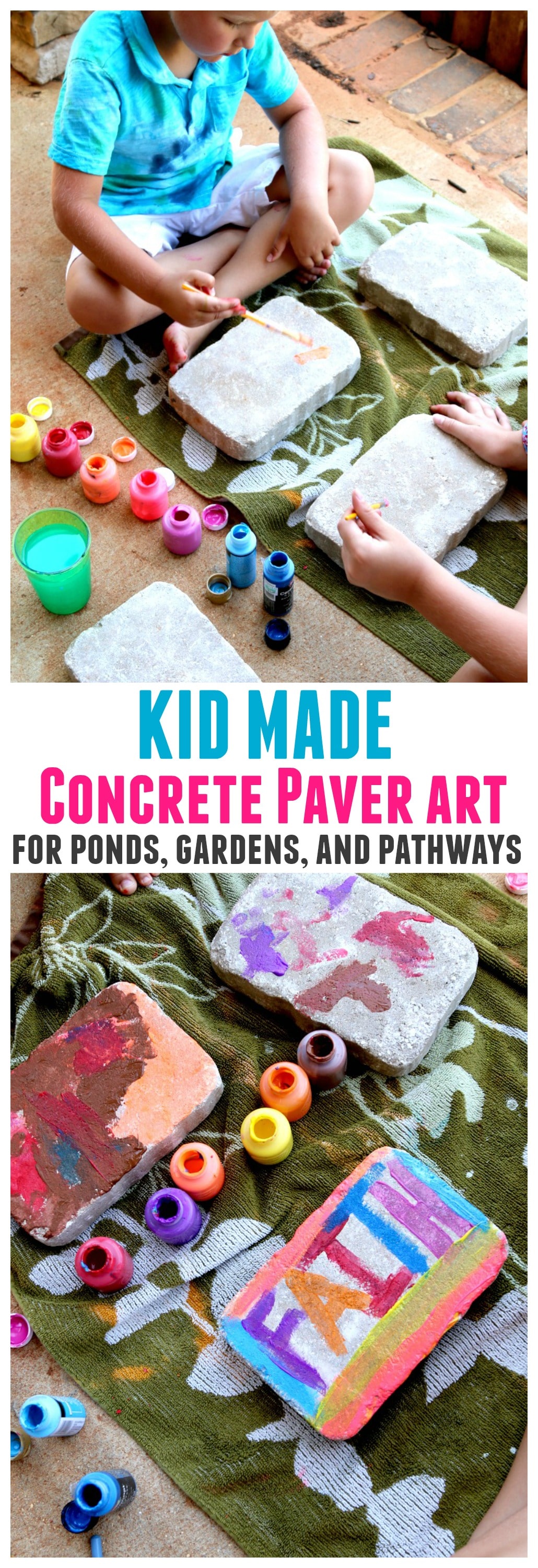 Concrete Paver Art: Make garden stones with inexpensive concrete pavers - kids love this 