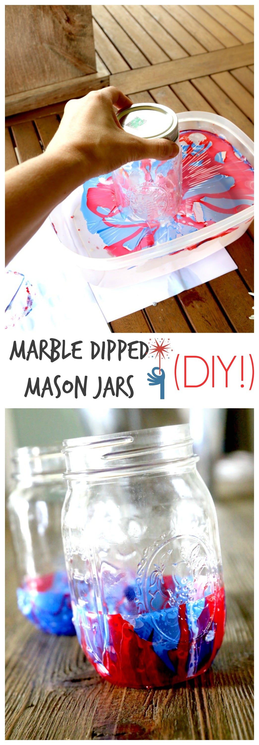 Marble Dipped Mason Jars: The easiest and quickest way to decorate your jars gorgeously. Truly a 5 minute craft with striking and different results every time. DIY Tutorial here