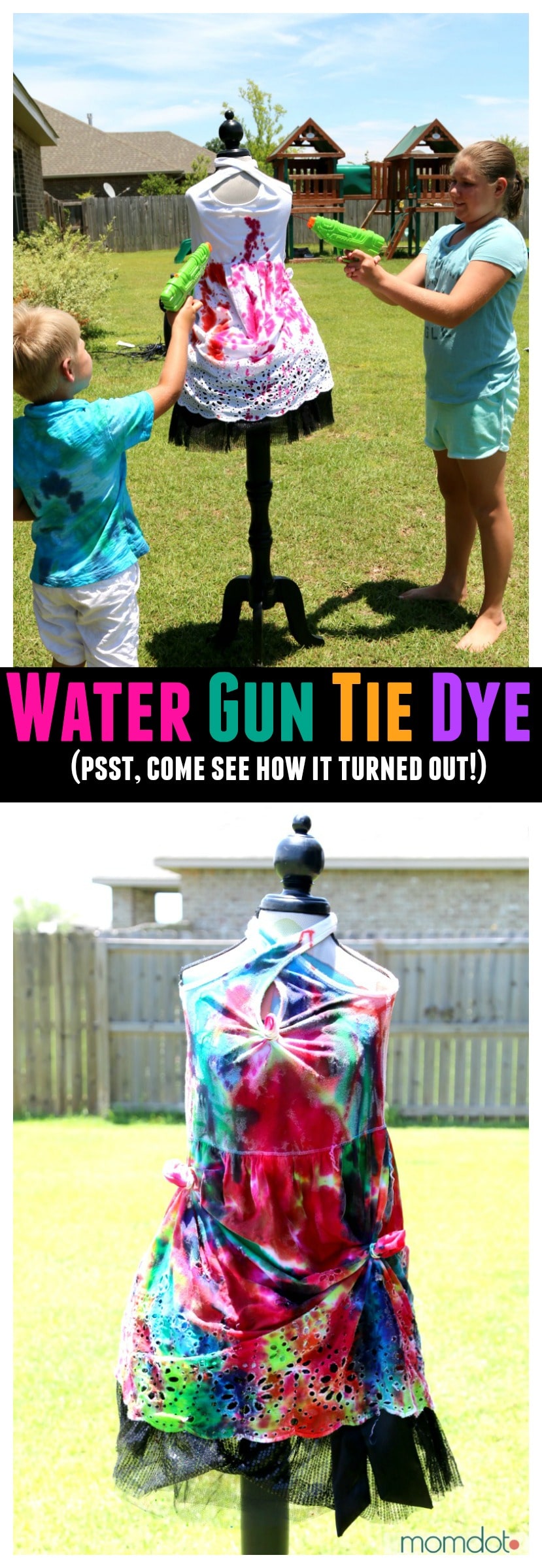 Water Gun Tie Dye : Summer Fun Trashing the Dress! Your kids will love tie dying their clothing no matter how they do it but this makes it ultra fun