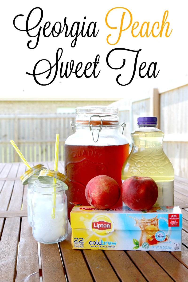 Georgia Peach Sweet Tea: Bless your heart, its the easiest tea recipe ever made! Enjoy the fresh taste of peach with the Souths Sweet Team for a perfect pairing with dinner, lunch, or a hot summer day! Get the recipe here!