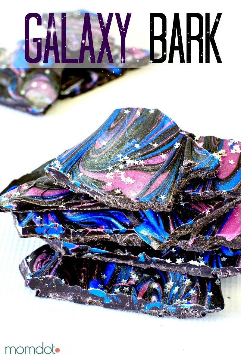 Galaxy Bark : Create gorgeous to look at and tasty to eat Galaxy Bark, Tutorial and DIY Recipe on how to add stars and shimmer for perfection