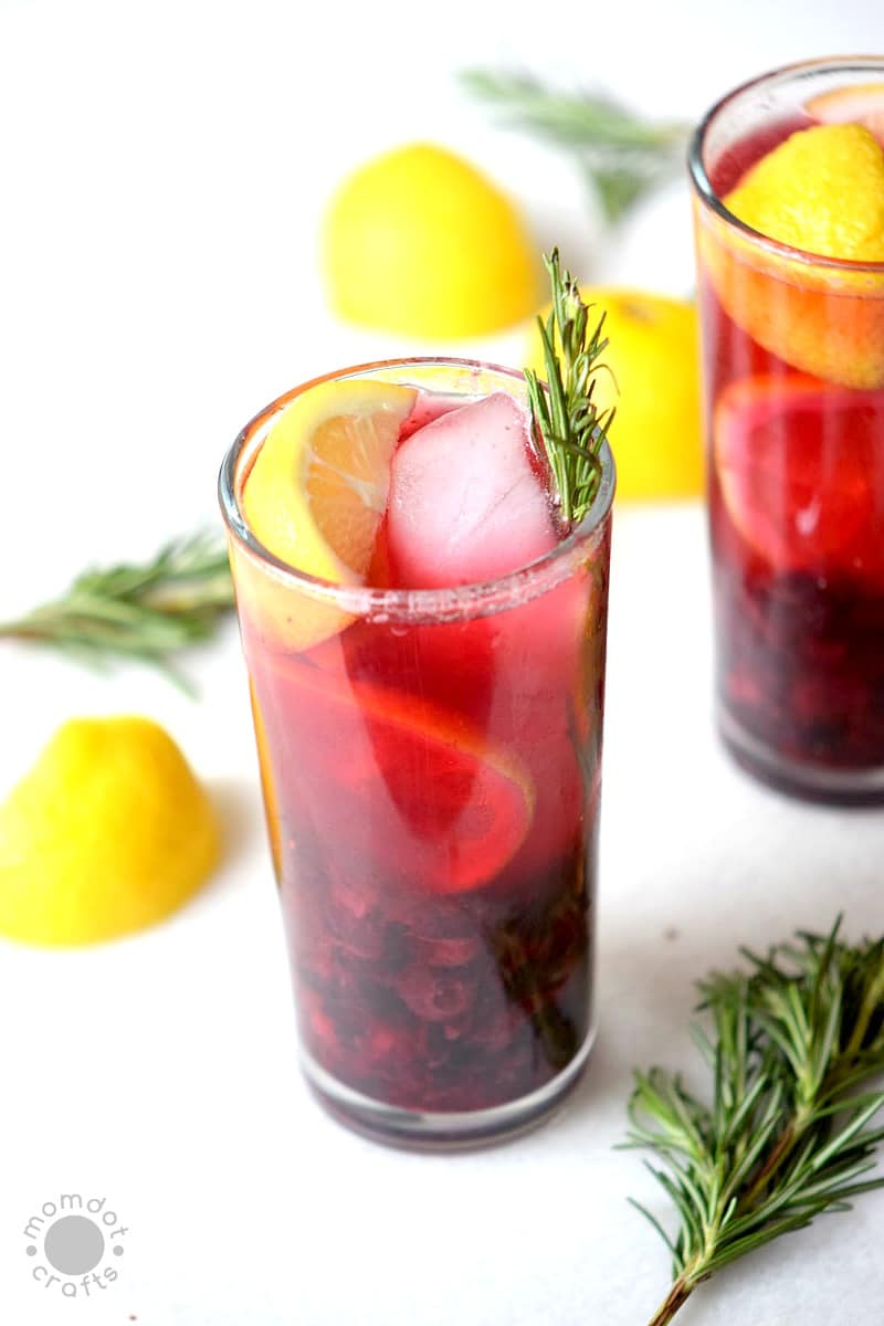 Cranberry & Rosemary Mocktail Jingle Juice, a delicious beverage that is perfectly fall! 