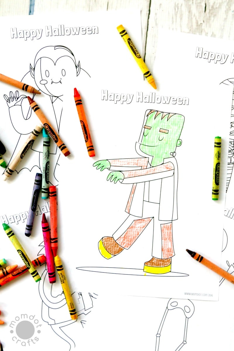 Free Halloween coloring pages (printables) for kids, adorable Mummy, vampire, mummy, skeleton and more! 6 sheets in all, just download and color for instant halloween fun, can be used in classroom free