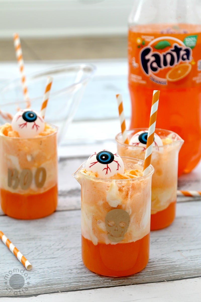 Eyeball Punch: Halloween Party Drink - Kid Friendly and Non-Alcoholic drink served in beakers for a giggly good time