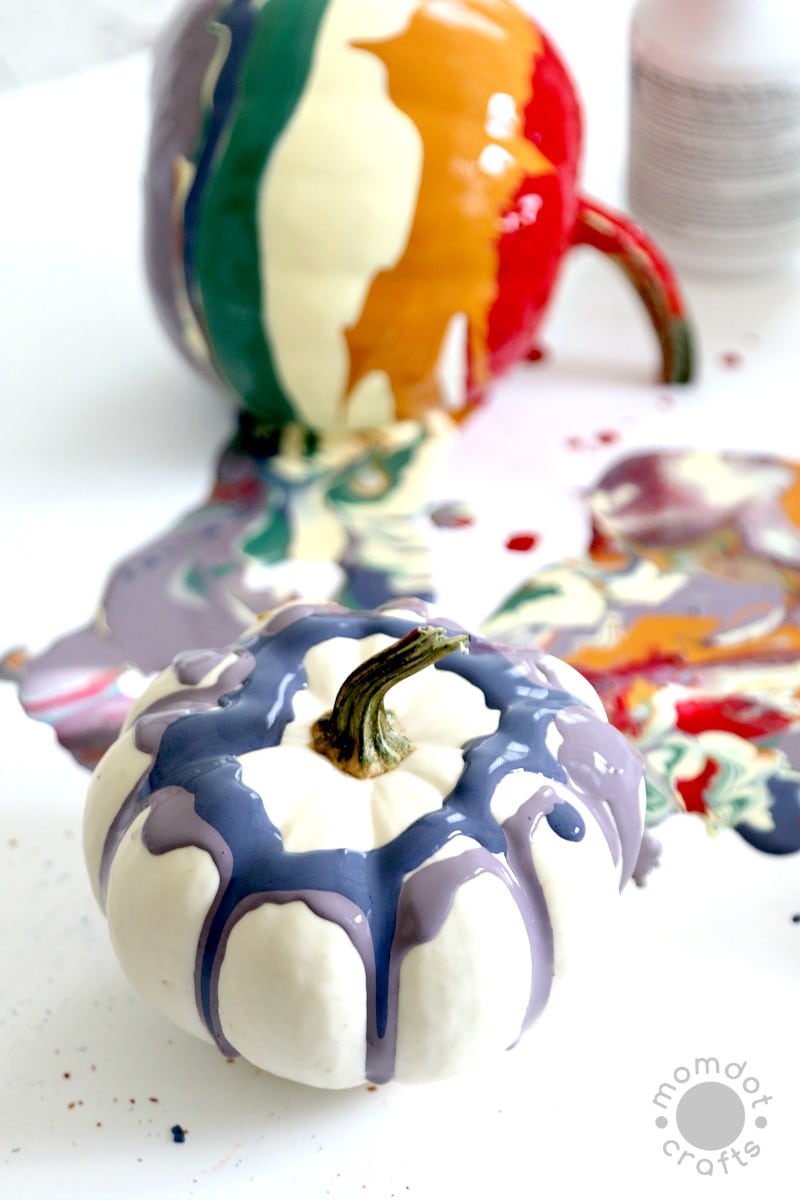 Drip Painting No Carve Pumpkin DIY for Halloween - Endless creativity and gorgeous!