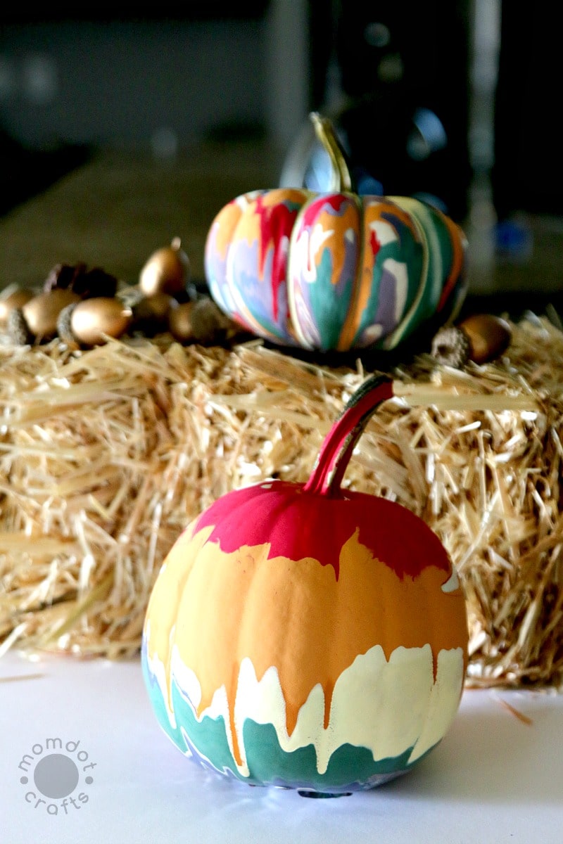 Drip Painting No Carve Pumpkin DIY for Halloween - Endless creativity and gorgeous!