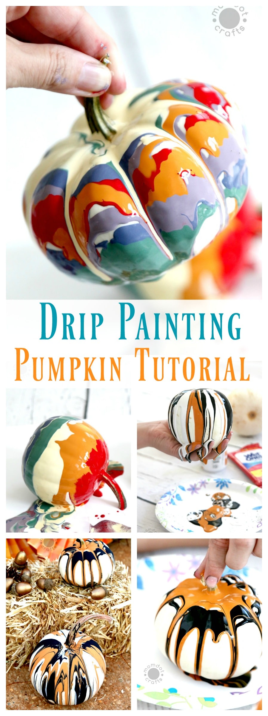 Drip Painting No Carve Pumpkin DIY for Halloween - Endless creativity and gorgeous!