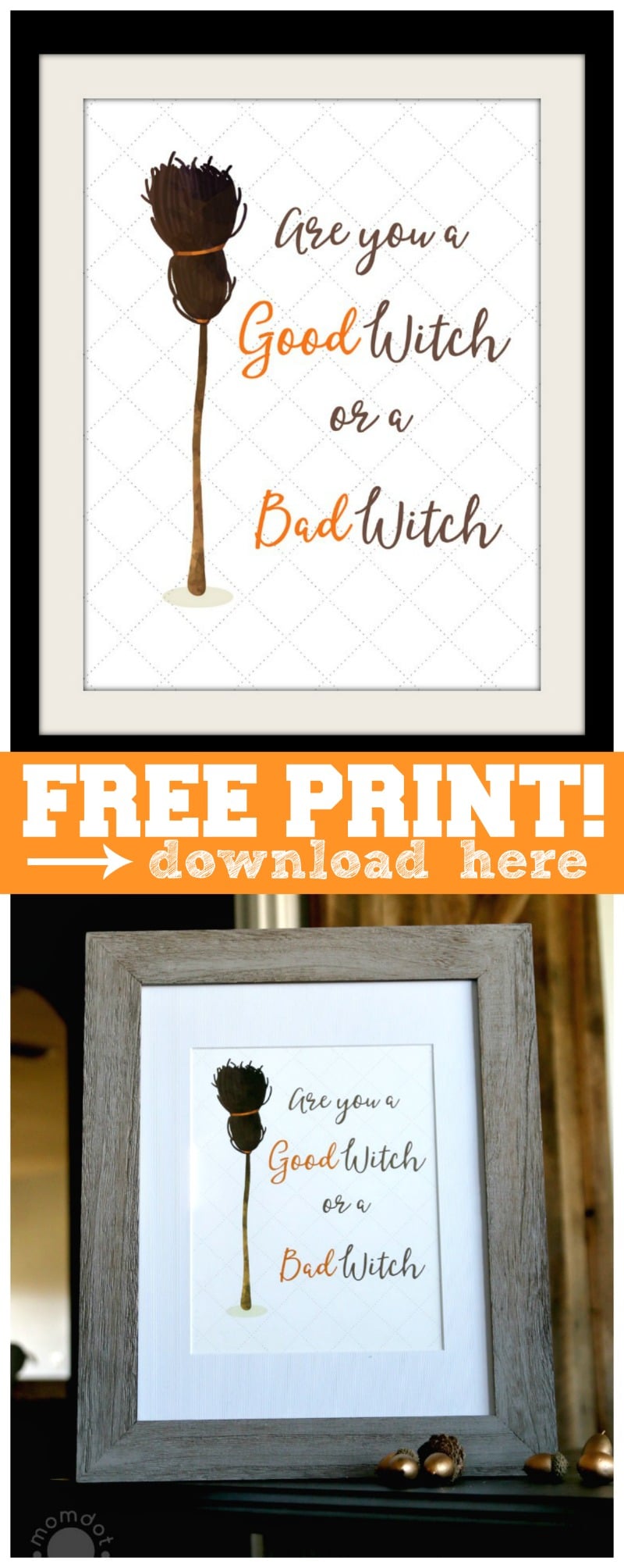 Free Halloween Print (free download printable) - simply print on cardstock and put in frame for instant cost free Halloween decor! 