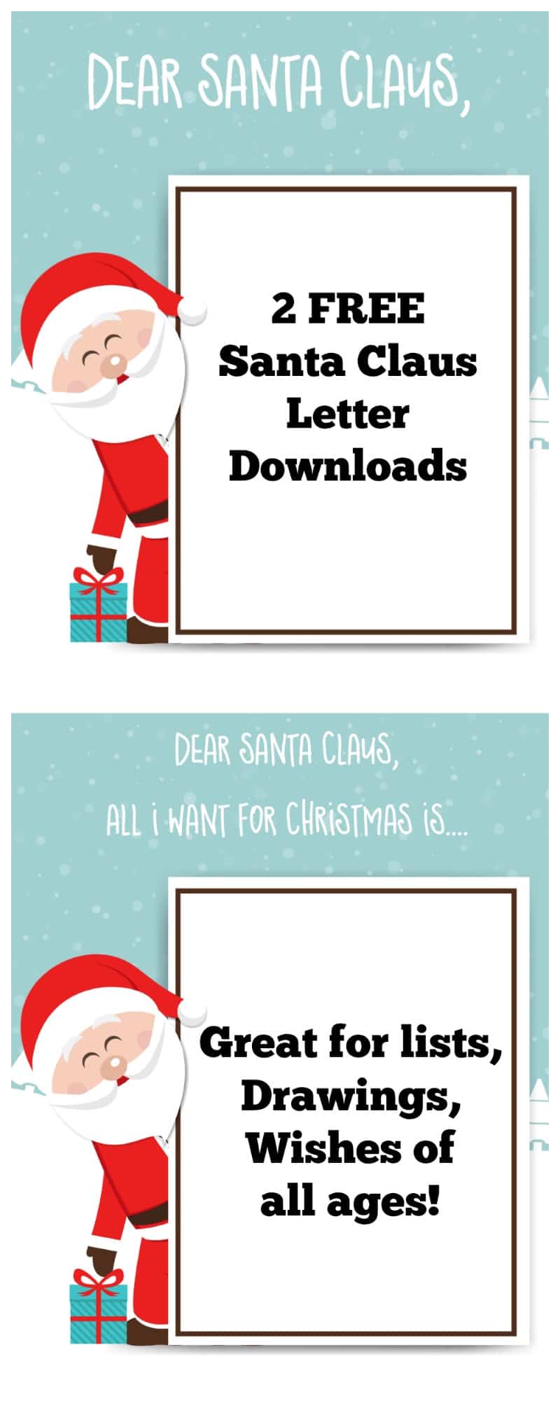 Santa Claus Letter Template for kids, draw a picture, write a letter, or create a list with this FREE Santa Claus Download
