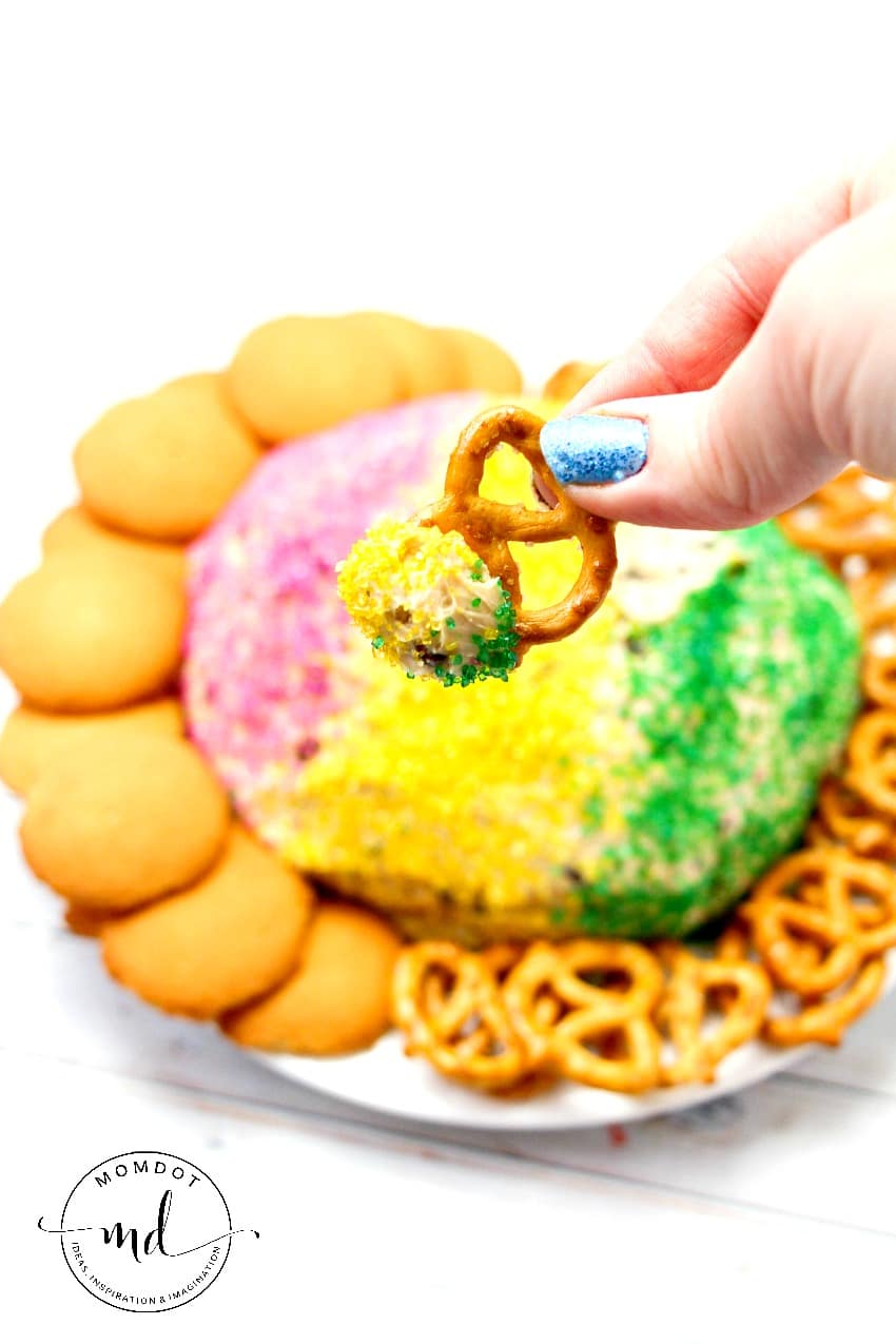 Mardi Gras Cookie Dough Ball: Bring in Mardi Gras with this colorful no egg cookie dough ball recipe