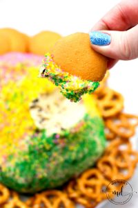 Mardi Gras Cookie Dough Ball: Bring in Mardi Gras with this colorful no egg cookie dough ball recipe