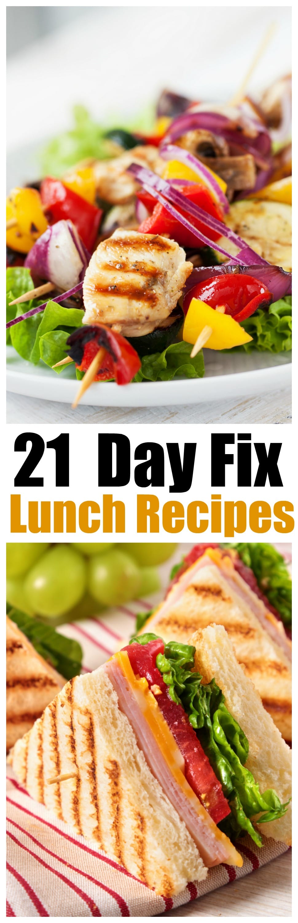 21-Day Fix Lunch Recipes featuring grilled chicken, fresh vegetables, and savory seasonings.