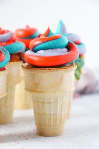 Rainbow Swirl Cupcake Cones with homemade Rainbow Swirl Frosting, see the inside, WOW!