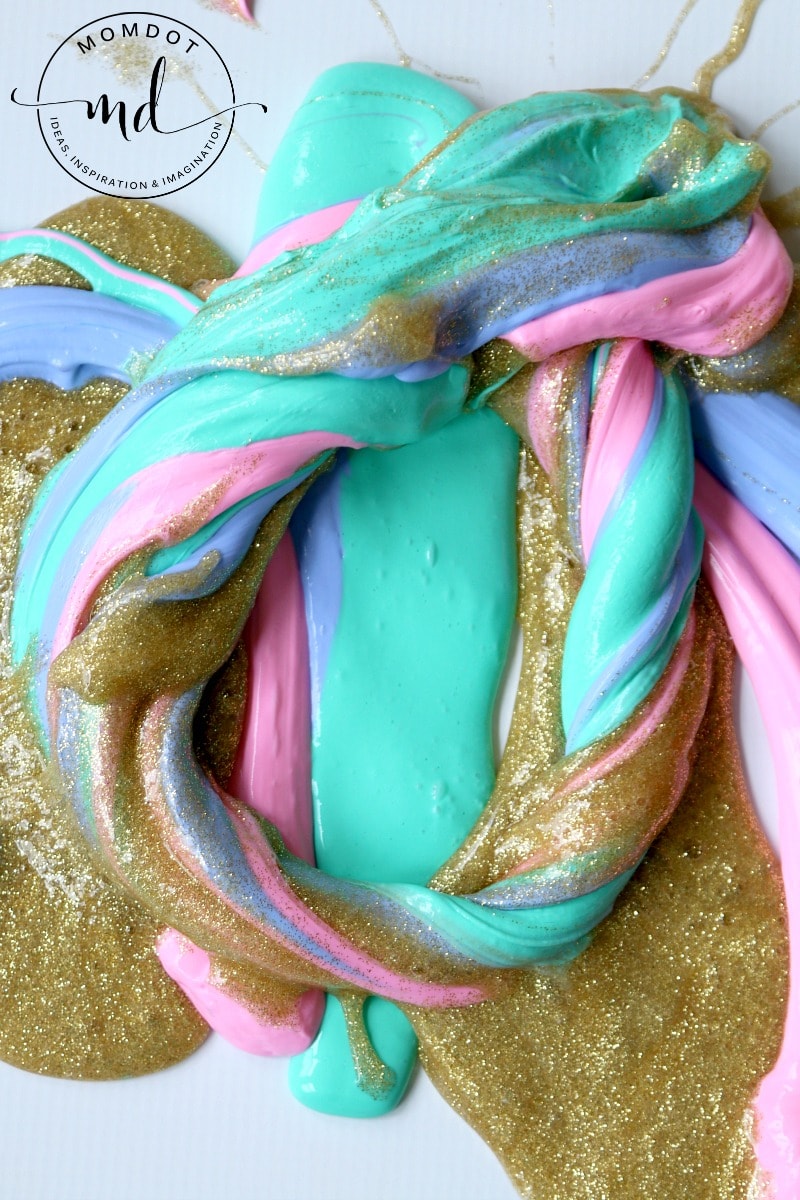 Mermaid Fluffy Slime Recipe, Make gorgeous glitter slime mixed with beautiful colors, like a mermaid!