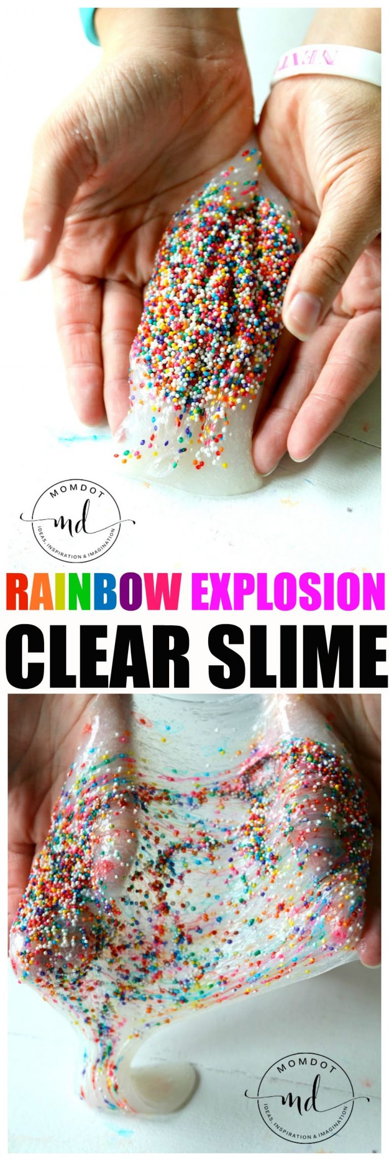 How to make Clear Slime Rainbow Explosion Recipe - Momdot.com