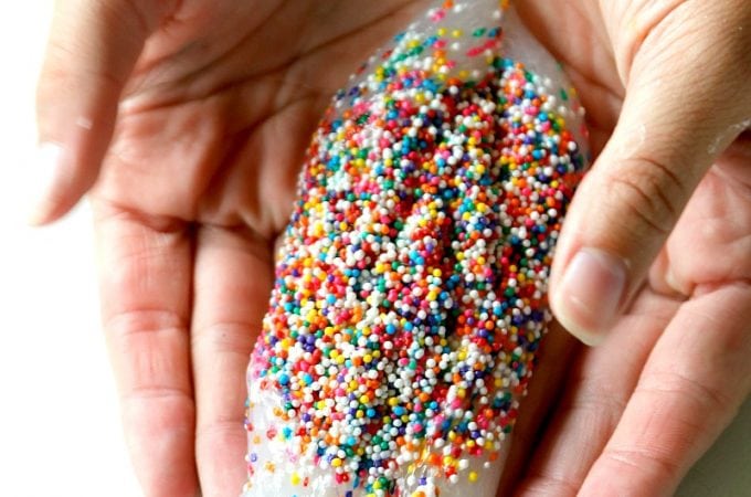 Rainbow Explosion Clear Slime: Gorgeous rainbows created in a DIY Clear Slime, learn how!