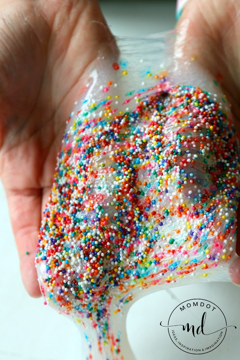 Rainbow Explosion Clear Slime: Gorgeous rainbows created in a DIY Clear Slime, learn how! 