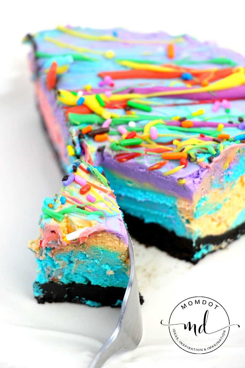 No Bake Rainbow Cheesecake : Easy No Bake Cheesecake Dessert, simple and striking! 
