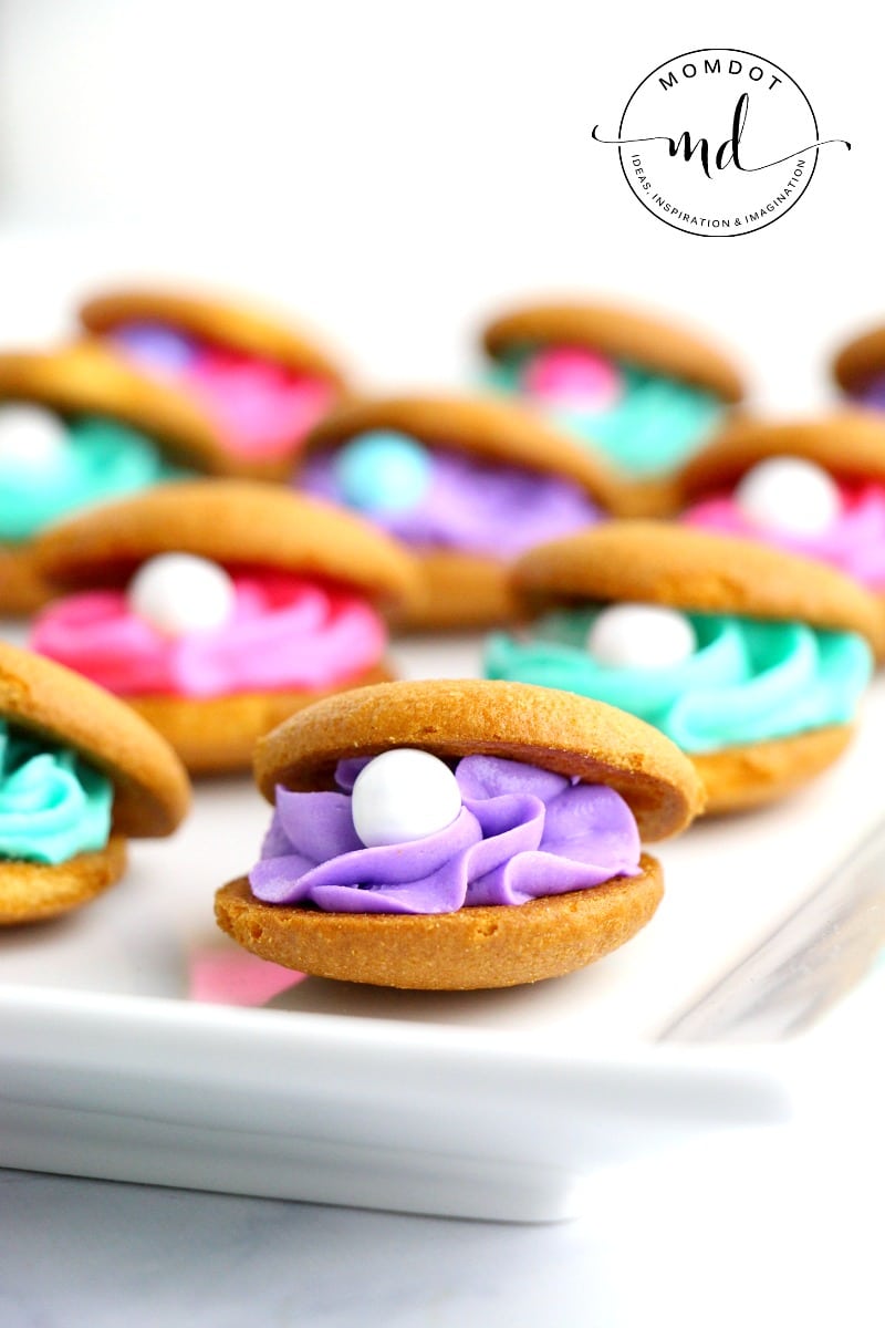 Clam Shell Cookies Made with Nilla Wafers, perfect for a mermaid party plus QUICK, EASY and ADORABLE! 