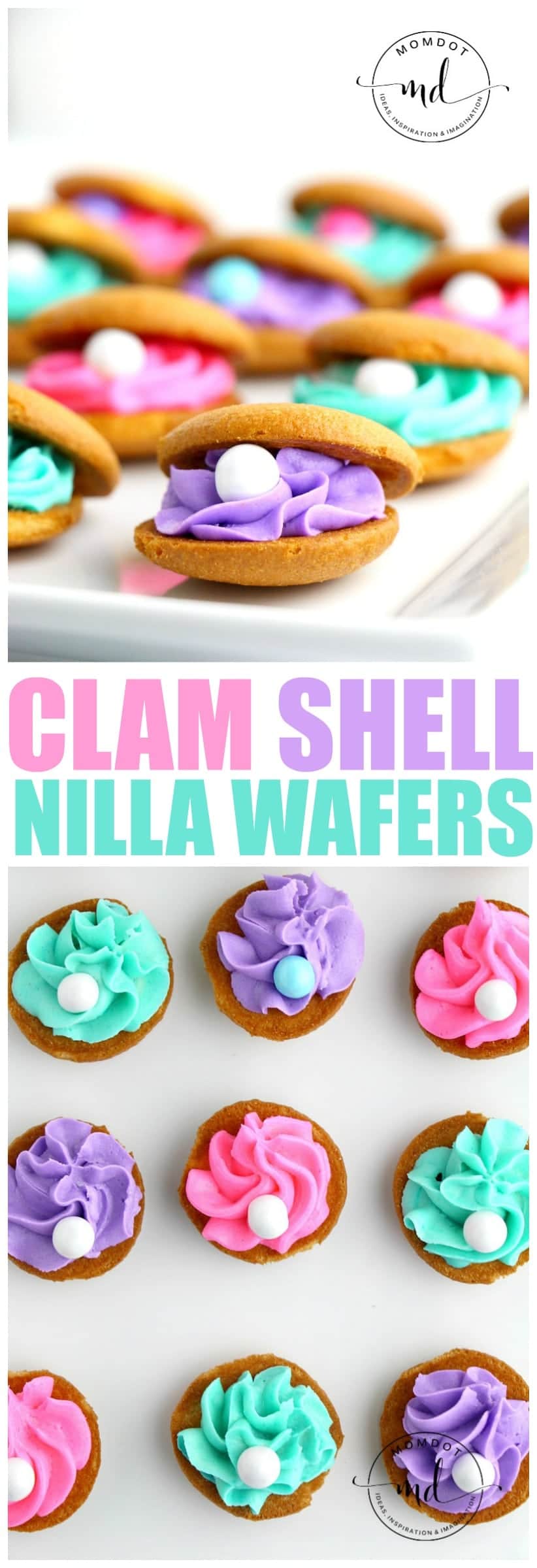 Clam Shell Cookies Made with Nilla Wafers, perfect for a mermaid party plus QUICK, EASY and ADORABLE!