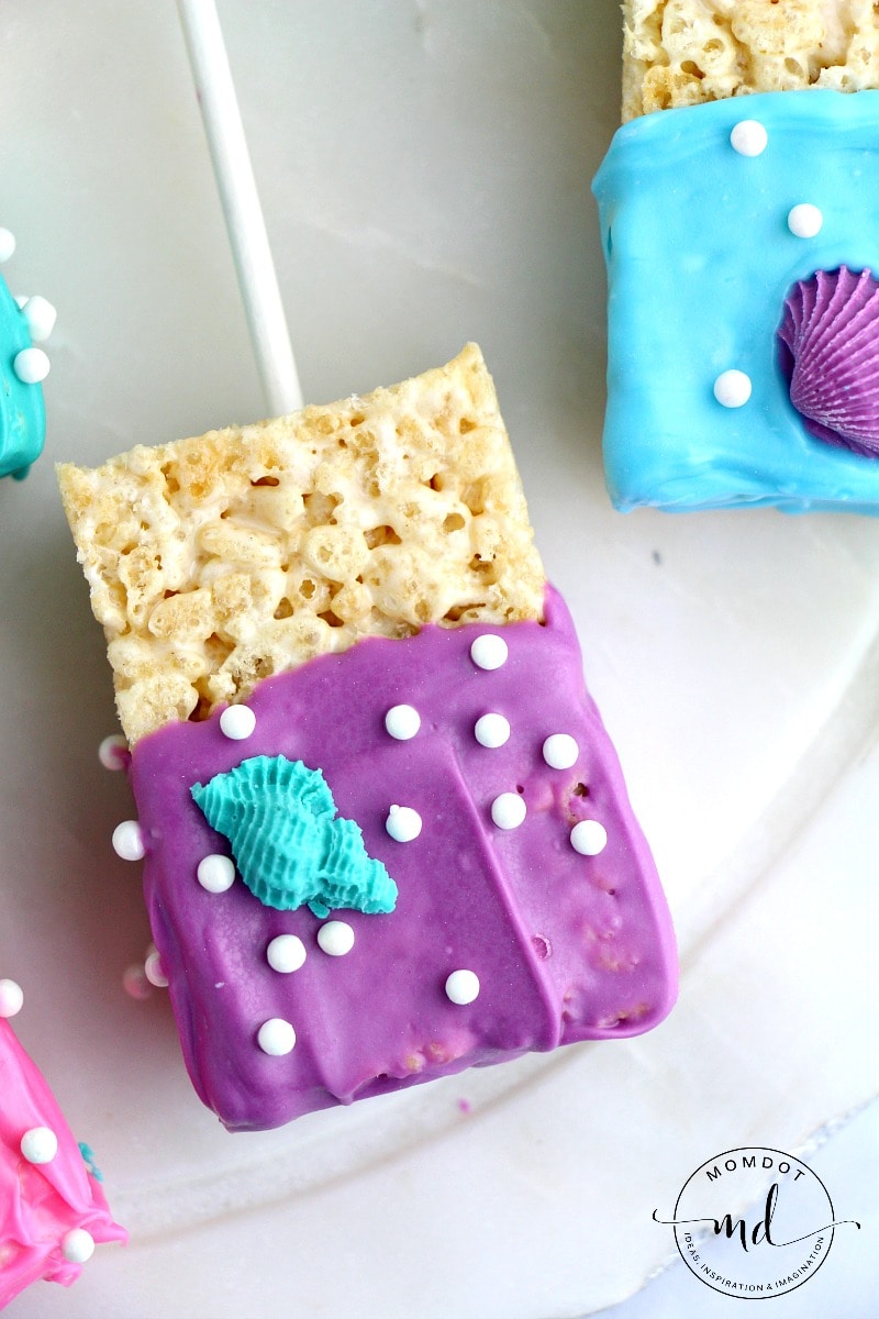 Mermaid Rice Krispie Treats Recipe, Make your own chocolate covered mermaid rice krispies perfect for a gorgeous under the sea mermaid party, EASY