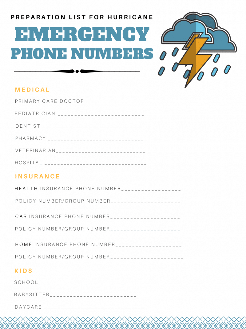 emergency phone list