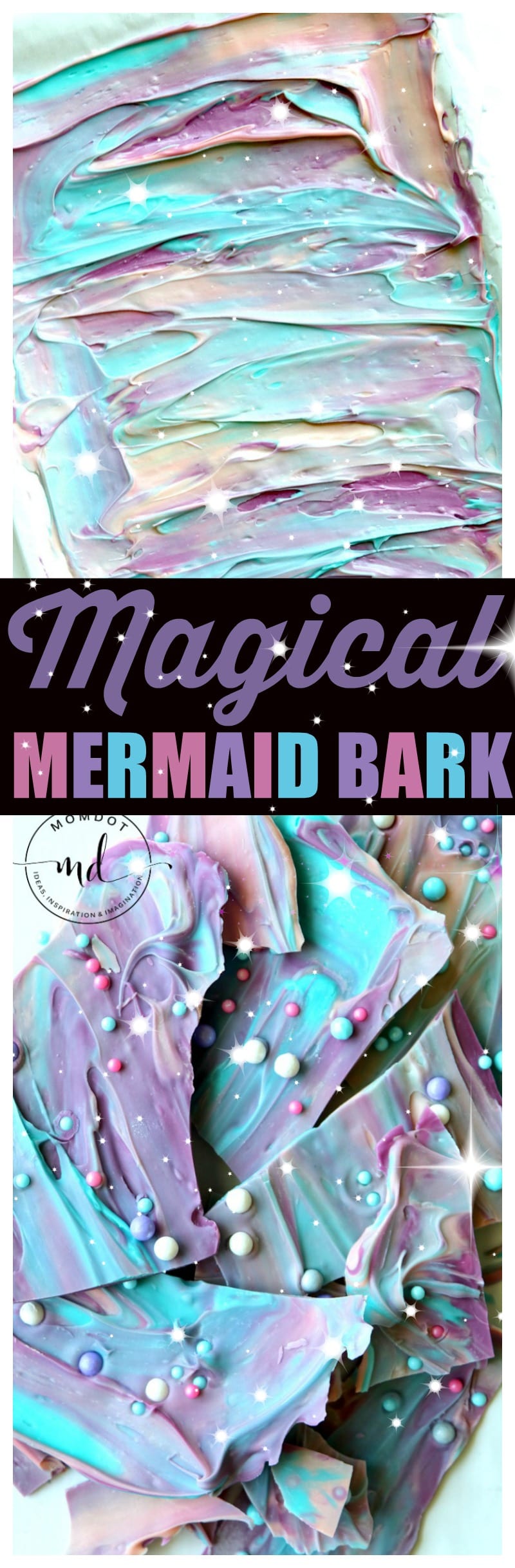 Mermaid Bark: 10 min magical chocolate dessert , make a splash at your next party