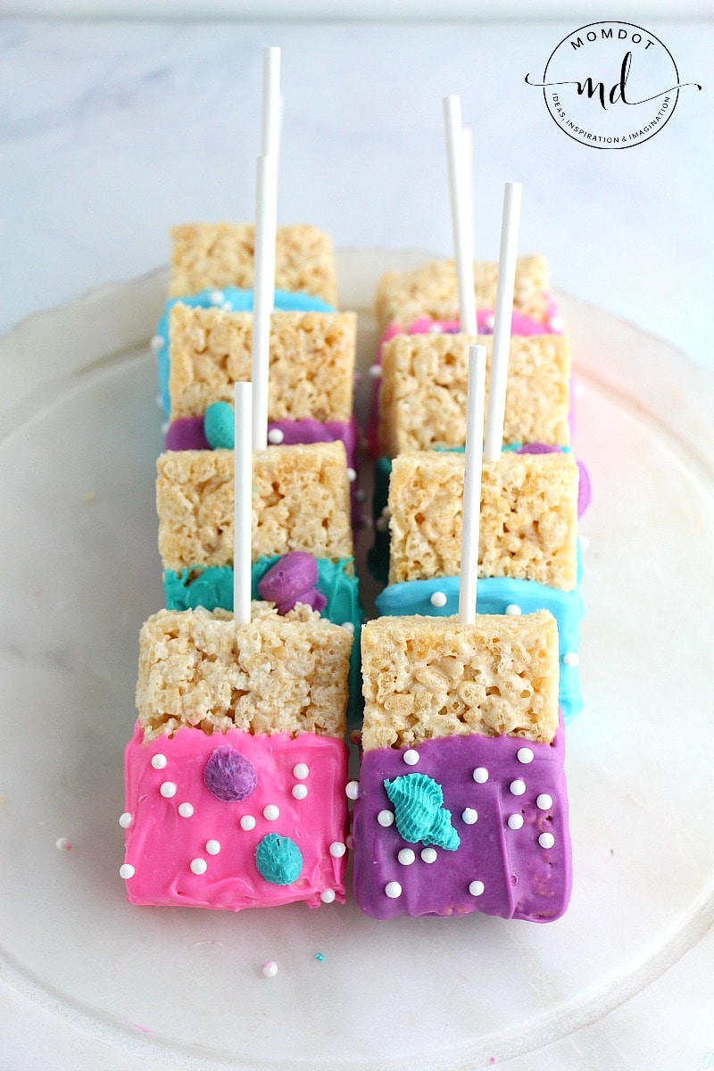 Mermaid Rice Krispie Treats Recipe, Make your own chocolate covered mermaid rice krispies perfect for a gorgeous under the sea mermaid party, EASY