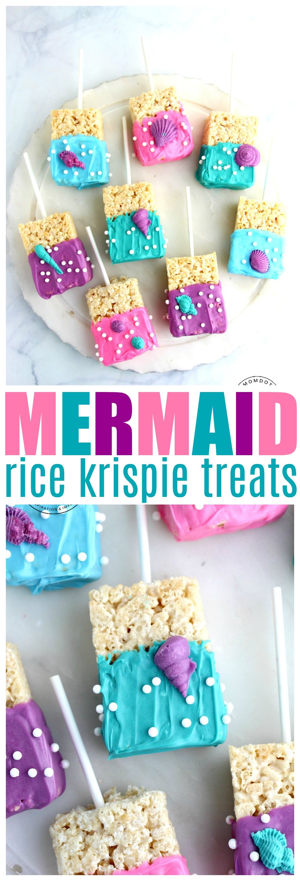 Mermaid Rice Krispie Treats Recipe, Make your own chocolate covered mermaid rice krispies perfect for a gorgeous under the sea mermaid party, EASY
