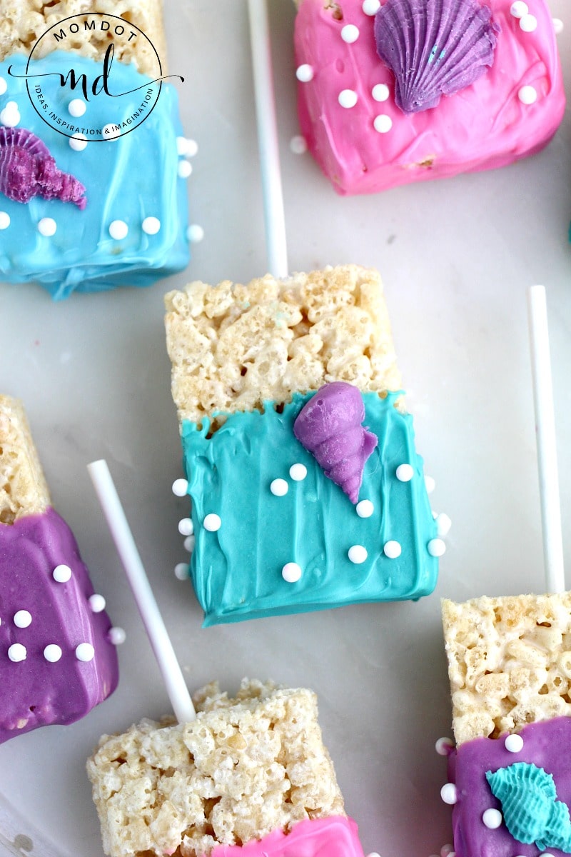 Mermaid Rice Krispie Treats Recipe, Make your own chocolate covered mermaid rice krispies perfect for a gorgeous under the sea mermaid party, EASY