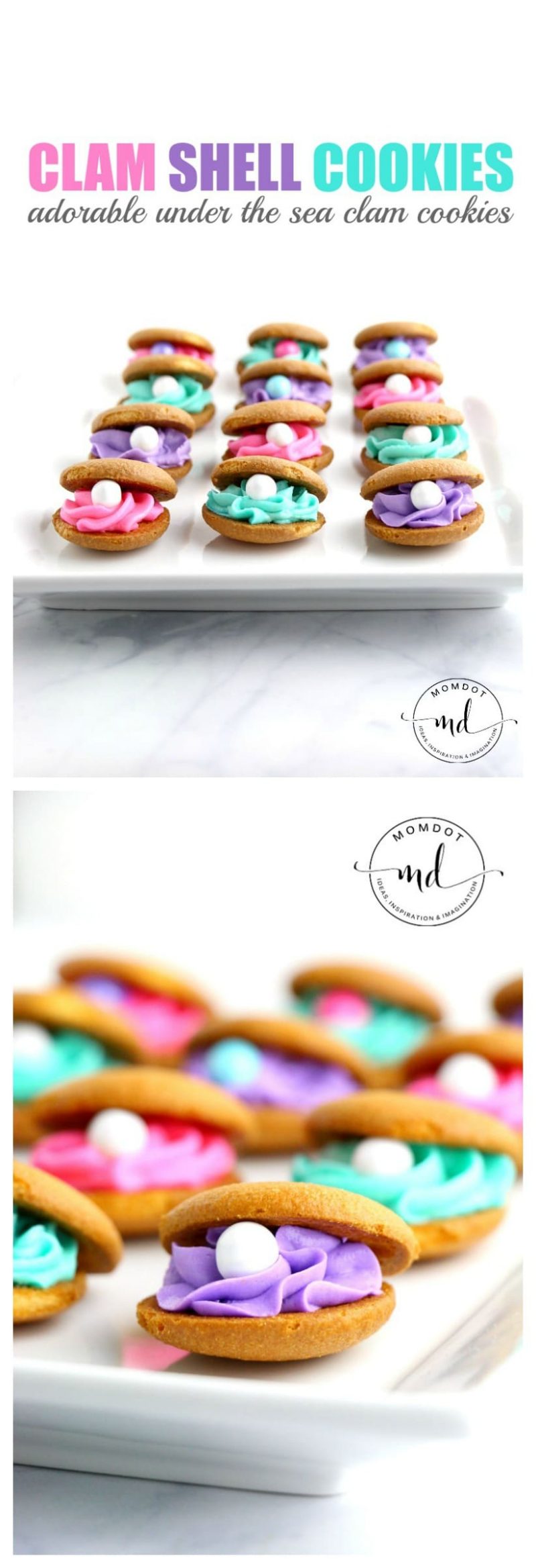 Clam Shell Cookies Made with Nilla Wafers, perfect for a mermaid party plus QUICK, EASY and ADORABLE!