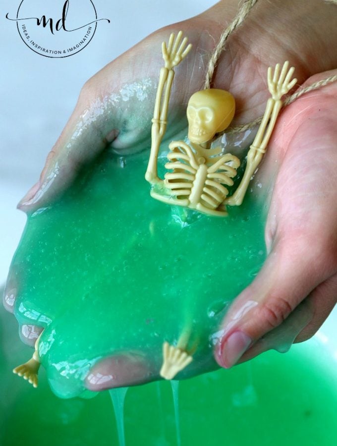 Ectoplasm slime is a Halloween Slime Recipe that is drippy and gross, perfect to double as snot for Halloween favors. Gross FUN recipe!