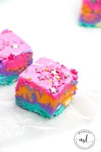 Unicorn Fudge, a rainbow fudge recipe perfect for unicorns and humans both