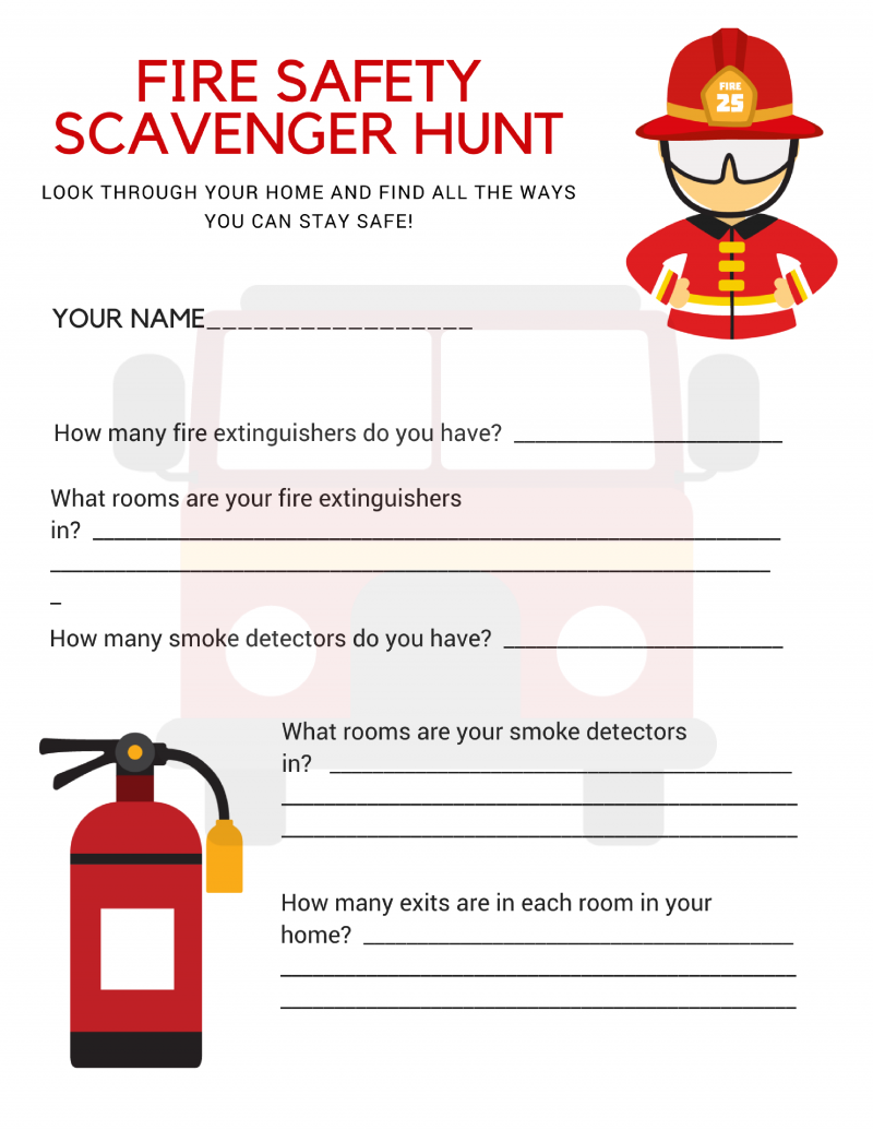 Fire Safety Scavenger Hunt Free Printable Download for Kids