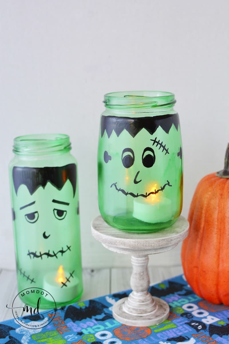 Frankenstein Luminaries | How to make a Halloween Luminary | Mason Jar DIY Halloween