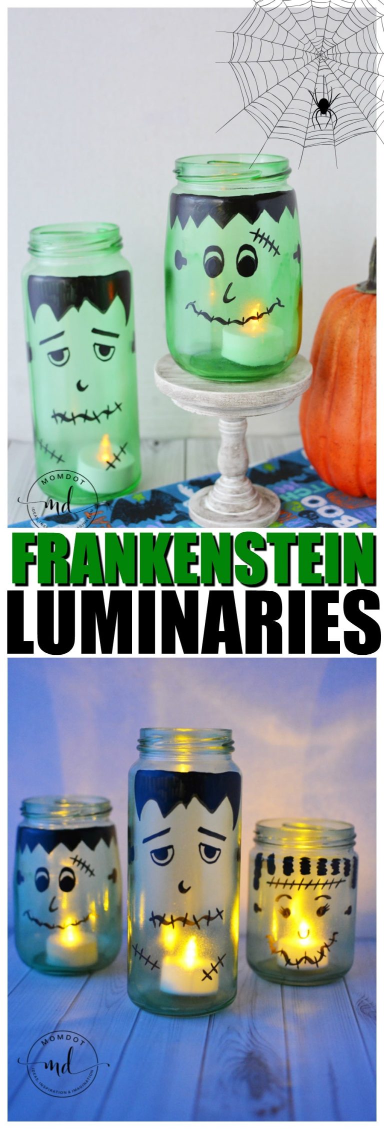 DIY Halloween Luminaries Frankenstein Mason Jar Tutorial
